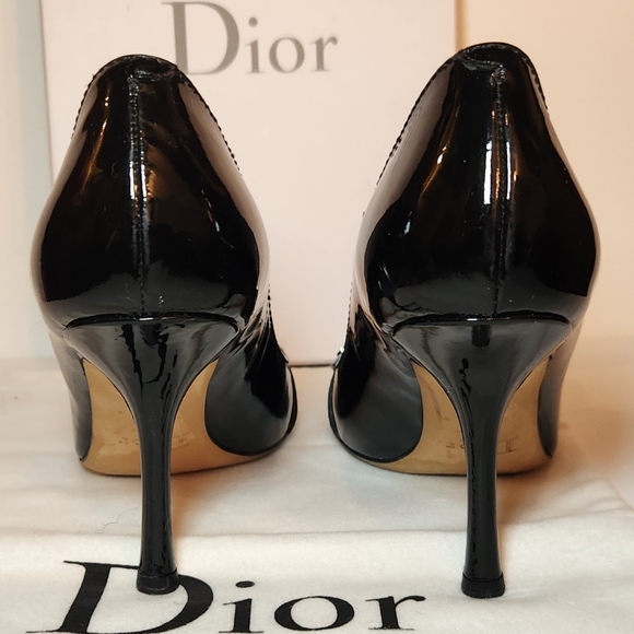 Christian Dior black patent leather high heel stilettos size 38 Womans Shoe - Picture 4 of 7
